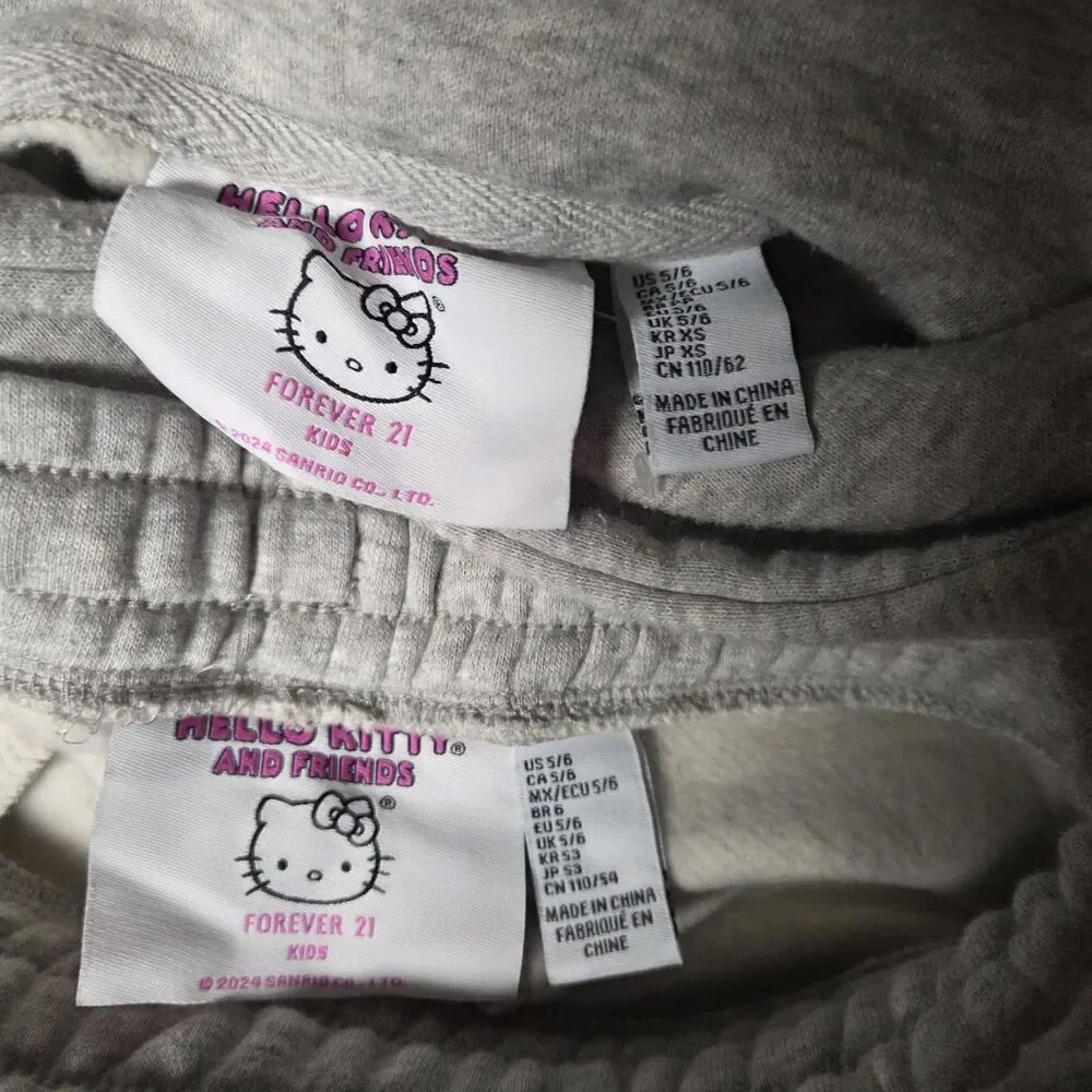Sanrio Hello Kitty Forever 21 Kids Jogging Set Grey Size 5/6 Hoodie Joggers